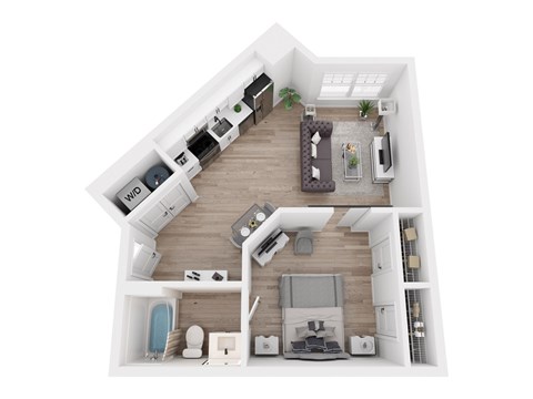 Floor plan for studio, 1 bath